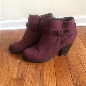 Maroon ankle booties